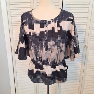 Focus 2000 pleated flutter sleeve blouse sz 4 NWOT *D4